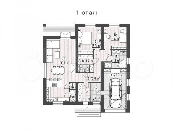 Дом 122,5 м² на участке 8 сот.