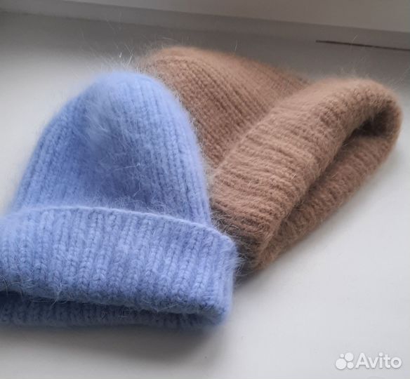 Шапка женская вязаная из пуха норки