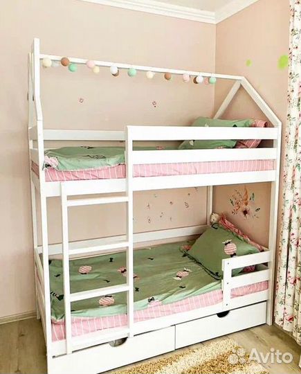 Двухъярусная кровать домик 200х80