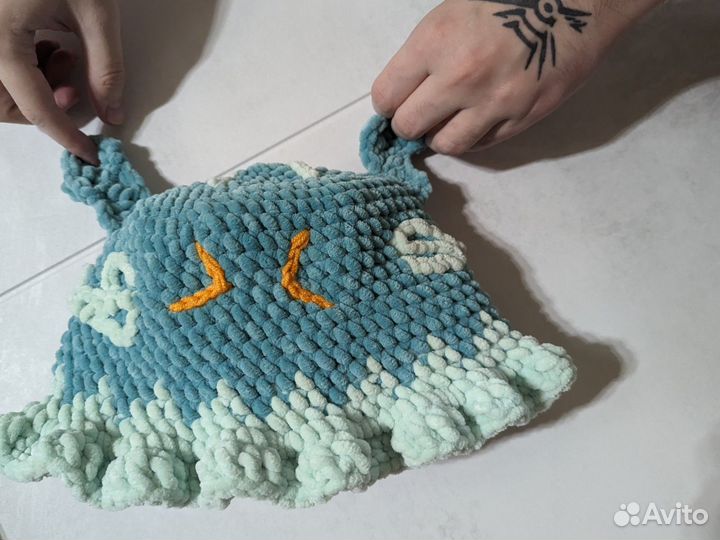 Плюшевая панамка-шапка ручной работы анемо слайм