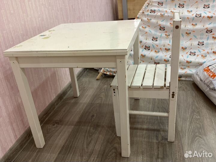 Детский столик и стульчик деревянный IKEA