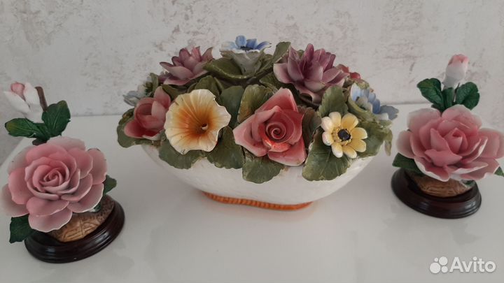 Корзина с цветами фарфор