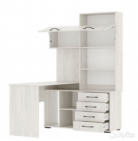 Угловой компьютерный стол с ящиками Крафт белый