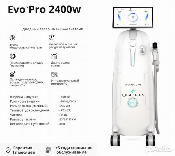 Аппарат для эпиляции Лю-Минес Эво Про 2400 Вт