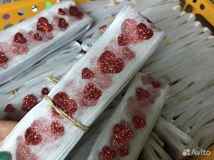 Лента органза сердца 4 см