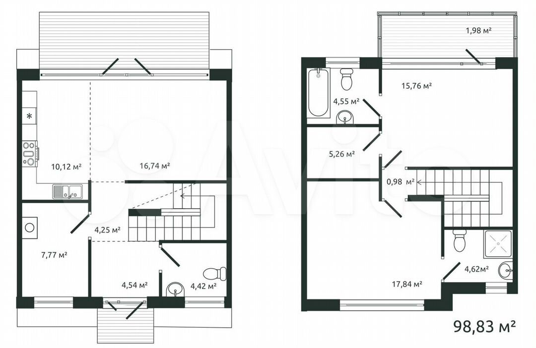 3-к. квартира, 98,8 м², 2/2 эт.