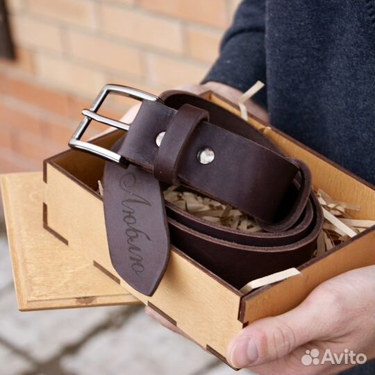 Мужской кожаный ремень натуральная кожа