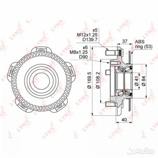 Lynxauto WH-1054 Ступица колеса перед прав/лев