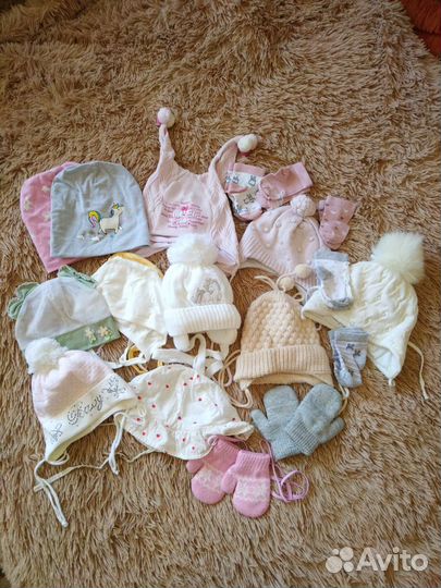 Шапочка для девочки с 0 до 1 осень и зима