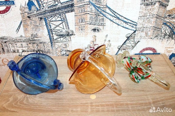 Ваза конфетница из цветного стекла