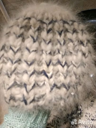 Шапка и манишка с добавлением собачей шерсти