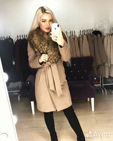 Пальто женское 42 44 с натуральным мехом