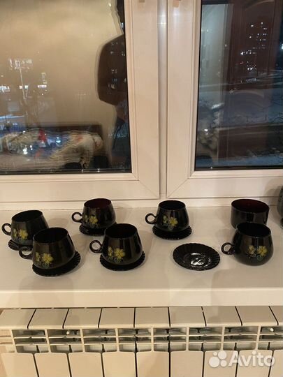 Чайный сервиз черное стекло