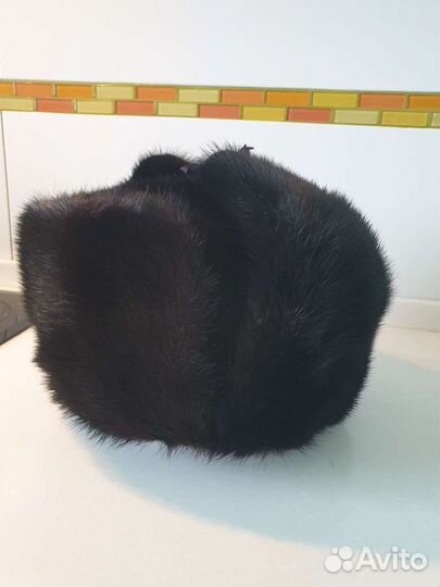 Норковая шапка мужская ушанка черная р58