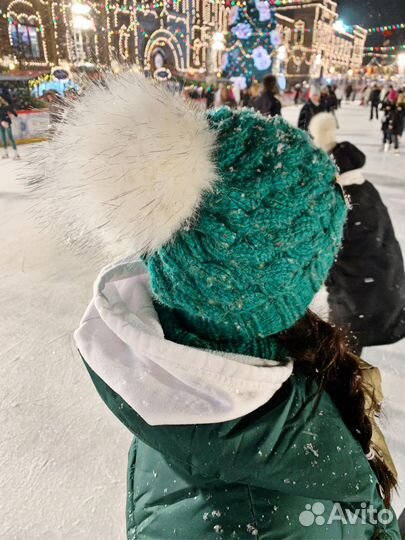 Комплект вязаный шапка с пумпоном + снуд