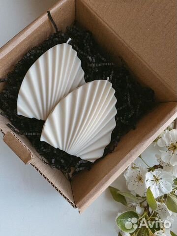 Свеча «Ракушка» 100 соевый воск. Размер 11 см. Руч