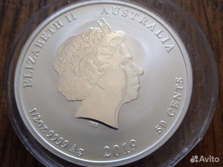 Монета Австралия 50 центов, серебро