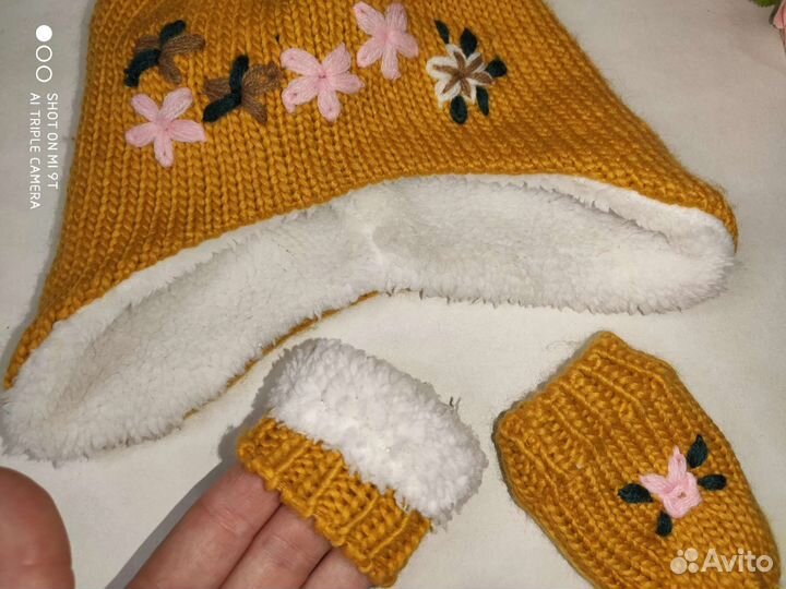 Комплект шапка, шарф новые Англия 1-2 г