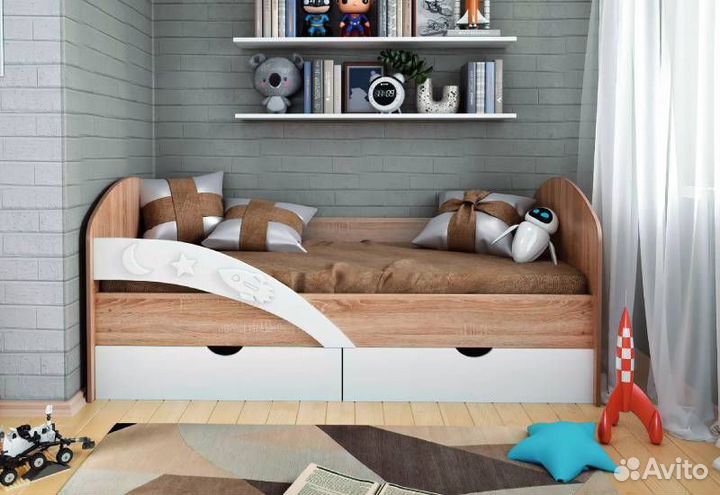 Кровать Космос с 3D-бортиком мдф 90х180