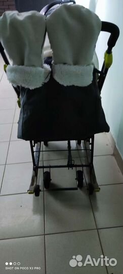 Детские санки коляска с колесами бу ника