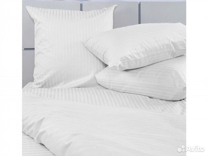 Постельное белье белое сатин страйп 130-140гр/м2