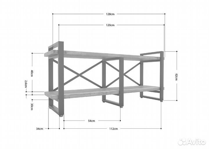 Тумба под тв Айсберг Лофт 120 черный/дуб крафт бел