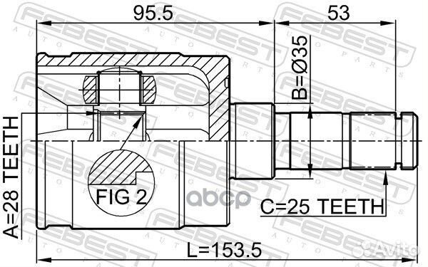 Шрус внутренний L 28x35x25 honda civic 4D FD1