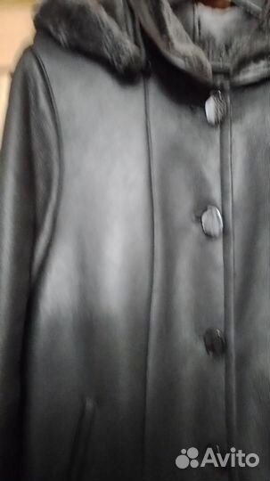 Дубленка жен. р.50. Черная,натур.Турция