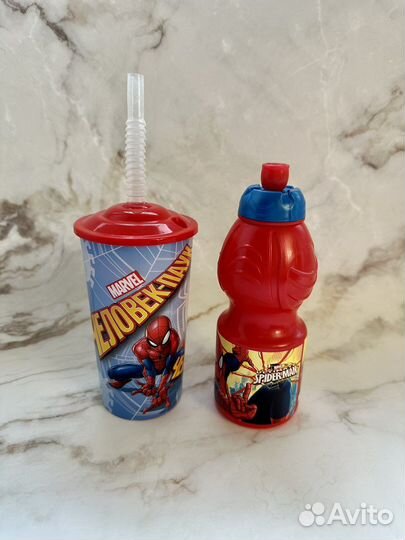 Стакан и бутылка для воды Человек Паук