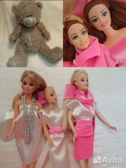 Большой мишка Тедди и куклы