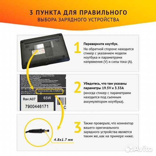 Блок питания для ноутбука HP Envy 4, Envy 6, Pavil