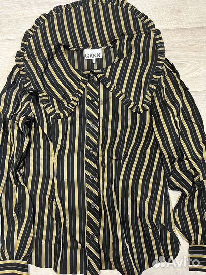 Ganni блуза с отложным большим воротником 44