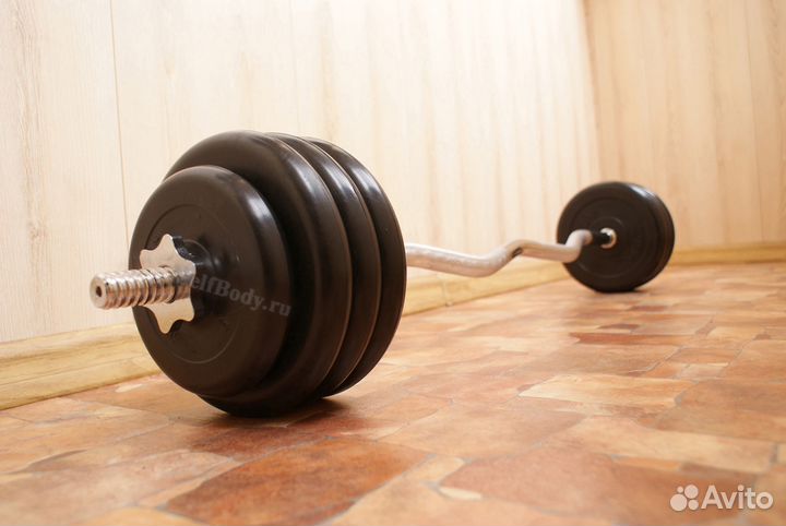 Штанга w-образная. Aтлeт (6x5, 2x2.5 кг) вес 40 кг