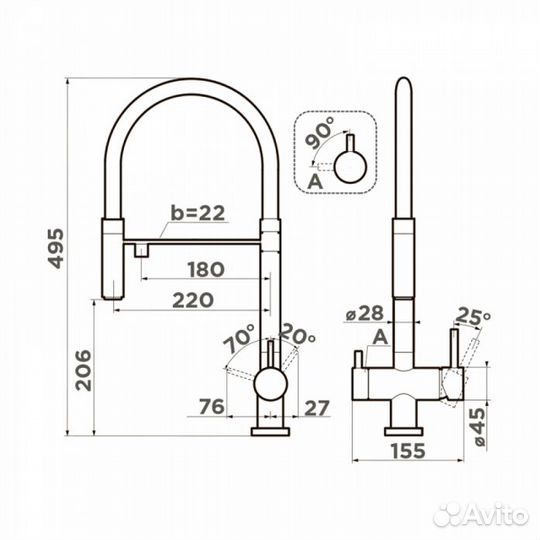 Смеситель для мойки Omoikiri Kanto-PVD-LG светлое