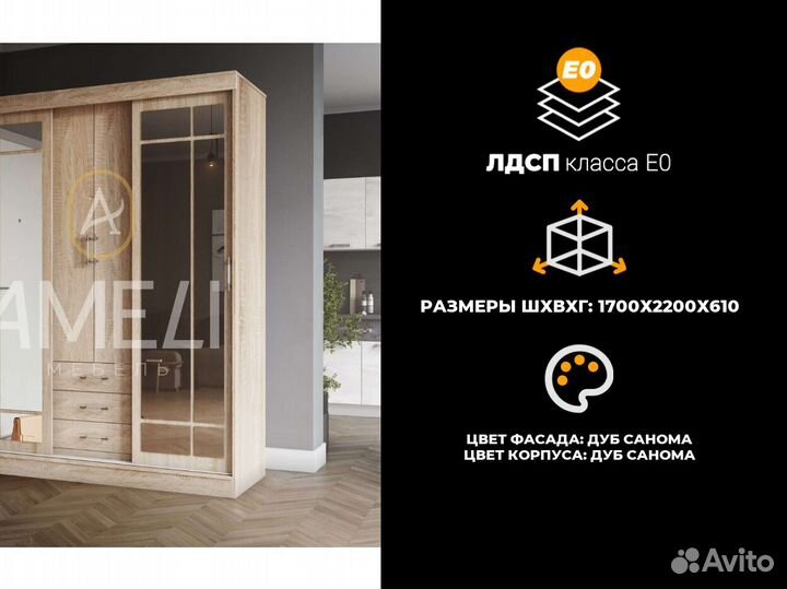 Шкаф купе с зеркалом в комнату