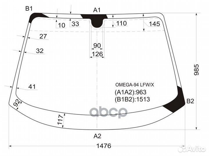 Стекло лобовое Opel Omega 94-03 omega-94 LFW/X XYG