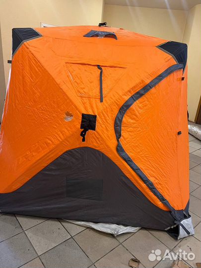 Зимняя палатка для рыбалки, куб оранжевый 2м*2м