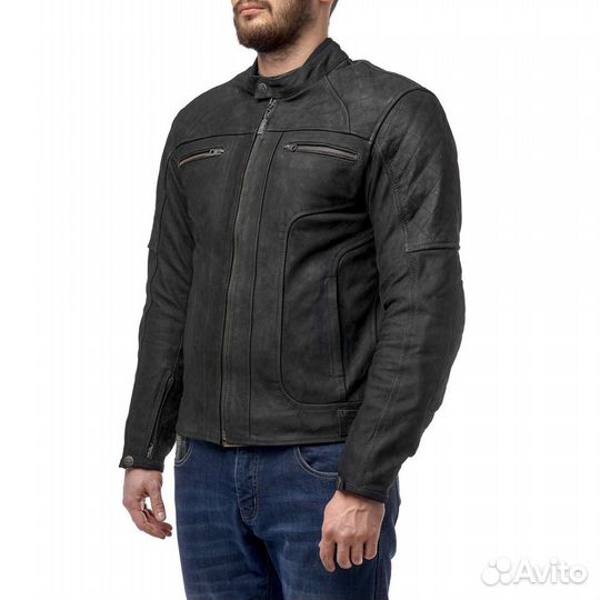 Moteq Armada классическая мотокуртка черная кожана