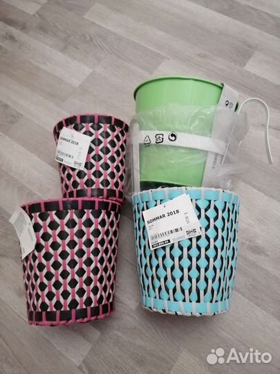 Кашпо Икеа. Соммар и Соккер. 17, 15 и 12 см