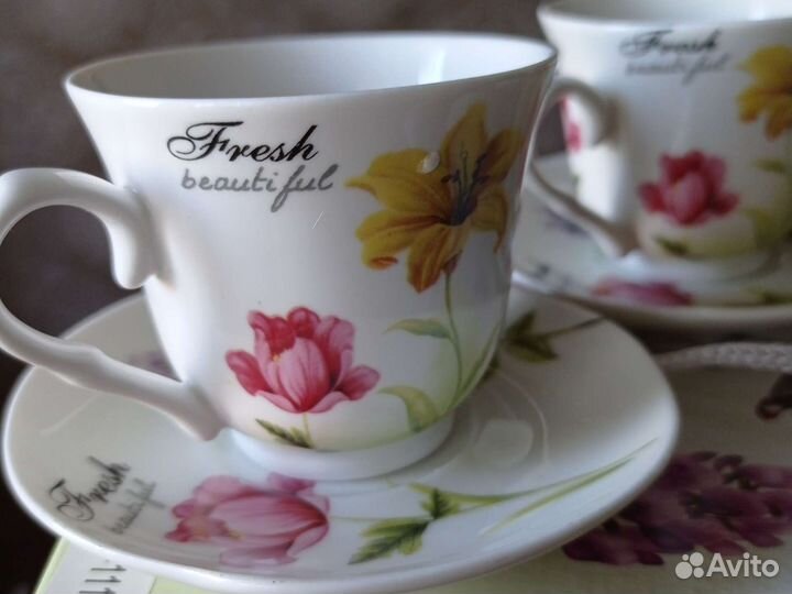 Китайский фарфоровый кофейный набор на 2 персоны