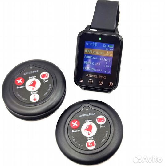 Кнопка вызова персонала Слим универсальная, часы