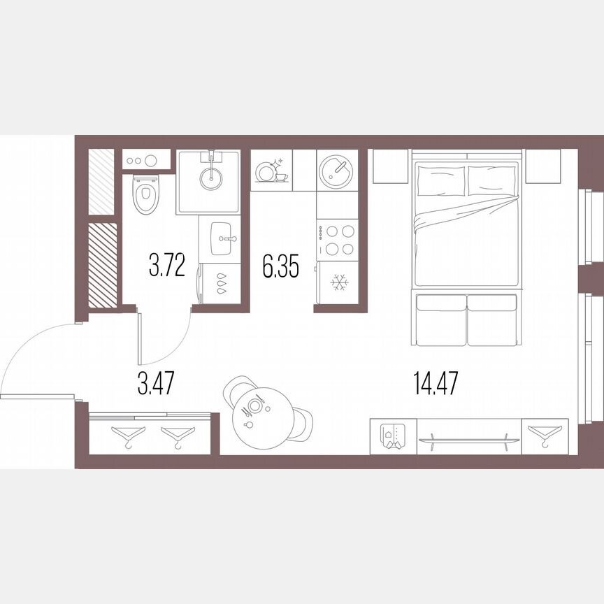 Квартира-студия, 28,1 м², 3/10 эт.