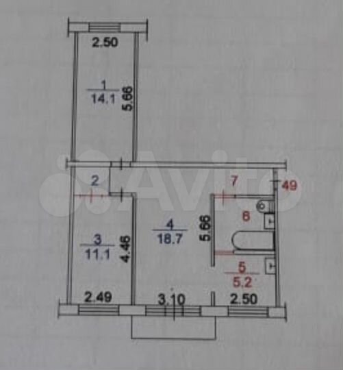 3-к. квартира, 59 м², 3/5 эт.