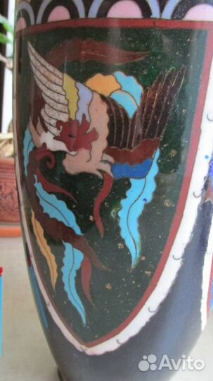 Большая красивая ваза клуазоне Япония 19 век