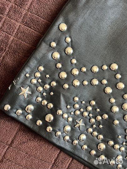 Кожаная мини-юбка