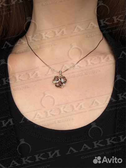 Золотой кулон бриллианты, раухтопаз 750 / 4.61 гр