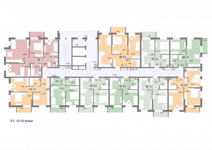 2-к. квартира, 48,1 м², 7/19 эт.