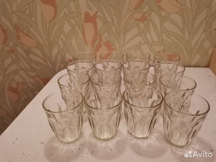 Стаканы с фигурными гранями,хрустальные рюмки СССР