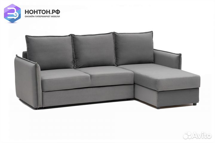 Диван угловой дельфин Джерси серый