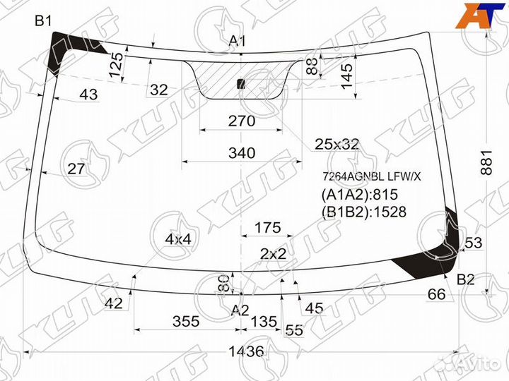 Лобовое стекло XYG 7264agnbl lfwx